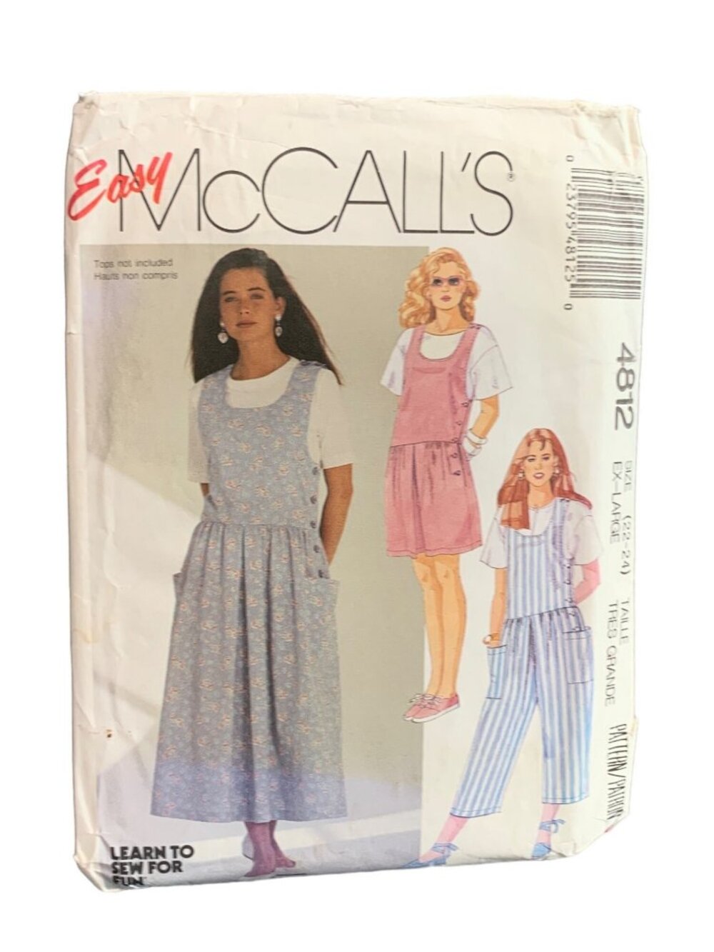 McCalls 4812 Misses Pattern Romper Jumper Dress Size 20-22 Uncut
